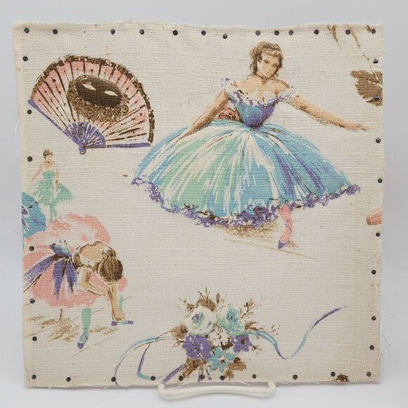 Shabby Chic Ballerina Upholstery Fabric Wall Hanging on Wood Back 3d Padded VTG - Picture 1 of 12
